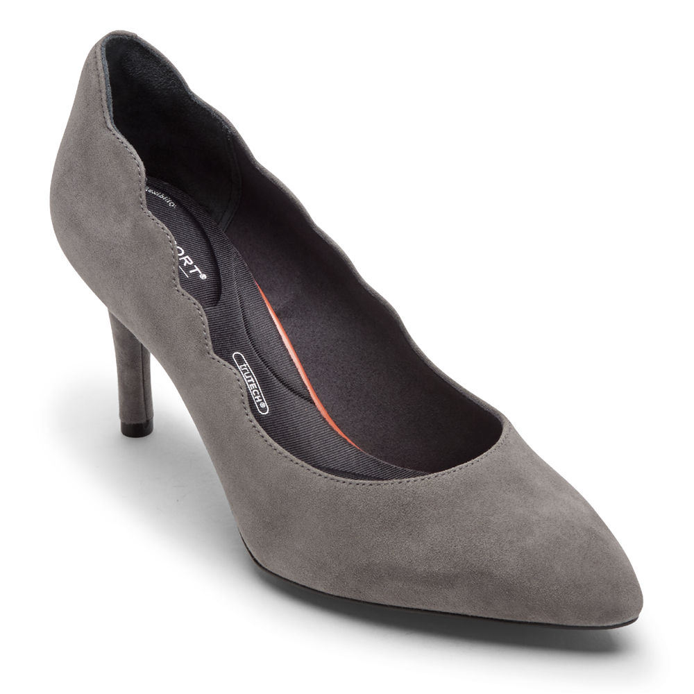 Rockport Womens Heels Grey - Total Motion 75mm Scalloped - UK 956-OHBJXD